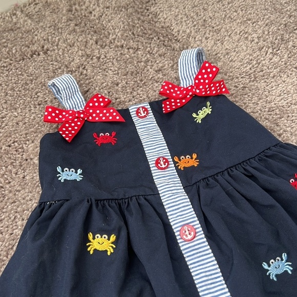 Goodlad Toddler Seersucker Navy Blue Crab Dress - Picture 2 of 6